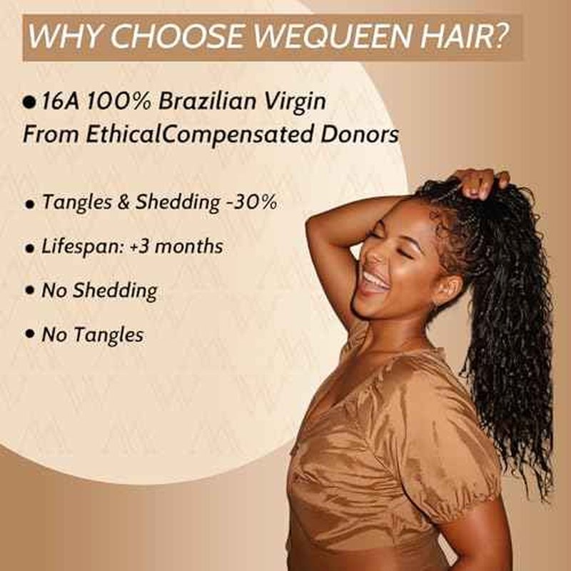 Wequeen 16A Human Braiding Hair Deep Wave 100g 22 Inch 100% Unprocessed Brazilian Virgin Hair No Weft Bulk Human Hair for Braiding Curly Hair Extensions for Boho Braids, Natural Black