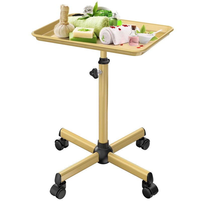 Salon Tray Cart Tattoo Tray Rolling Cart, Service Rolling Tray, Height Adjustable Styling Tray, Storage Tray Trolley for Beauty Salon Clinic Spa (Black)