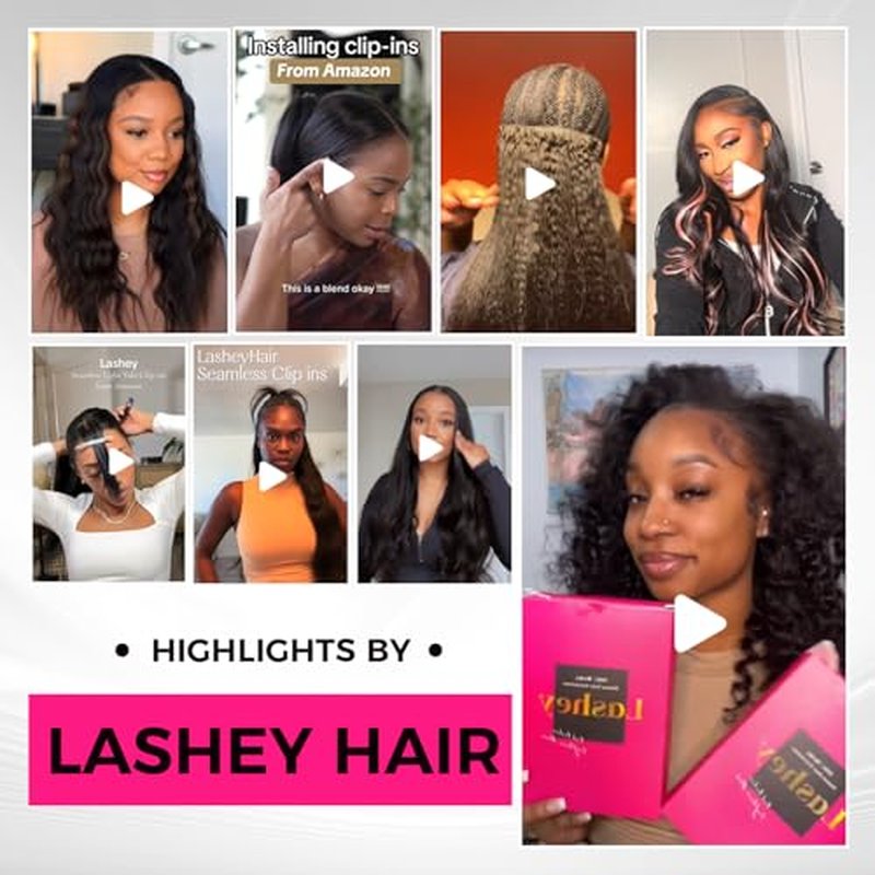 Lashey Seamless Clip in Hair Extensions Real Human Hair Extensions Straight 12 Inch 7pcs 80g Natural Black Soft Silky Clip in Hair Extensions with 100% Real Human Hair