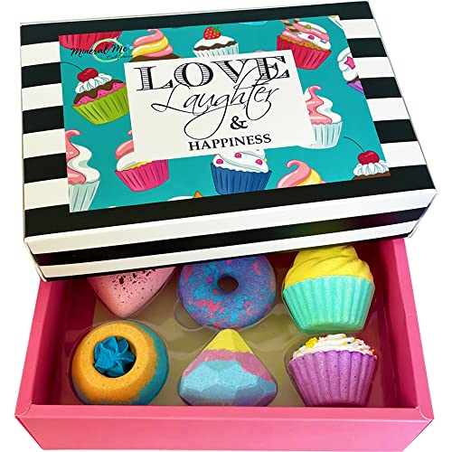 Bath Bombs Gift Set for Christmas - Bath Bombs for Girls, 6 Aromatherapy Natural BathBombs w/Organic Ingredients Skin Moisturizing Bubble BathBombs for Women Relaxing, Kids Stocking Stuffers