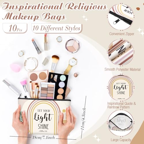 Talltalk 20 Pcs Christian Gift Bulk for Women Religious Cosmetic Bag Inspirational Scripture Keychain(Bohemian Style)
