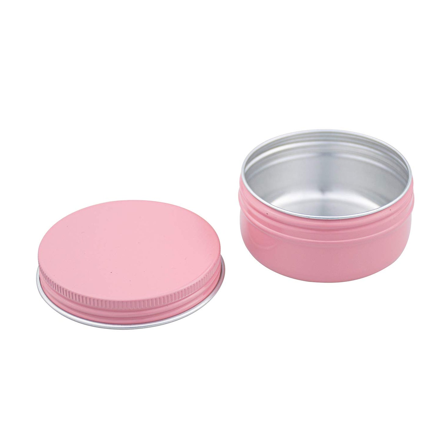 Foraineam 24 Pack 1.7 oz / 50ml Round Tins Aluminum Lip Balm Tin Cans, Pink Cosmetic Sample Containers with Screw Top Lids, Metal Empty Travel Storage Jars for Salve, Spice, Candies or Crafts