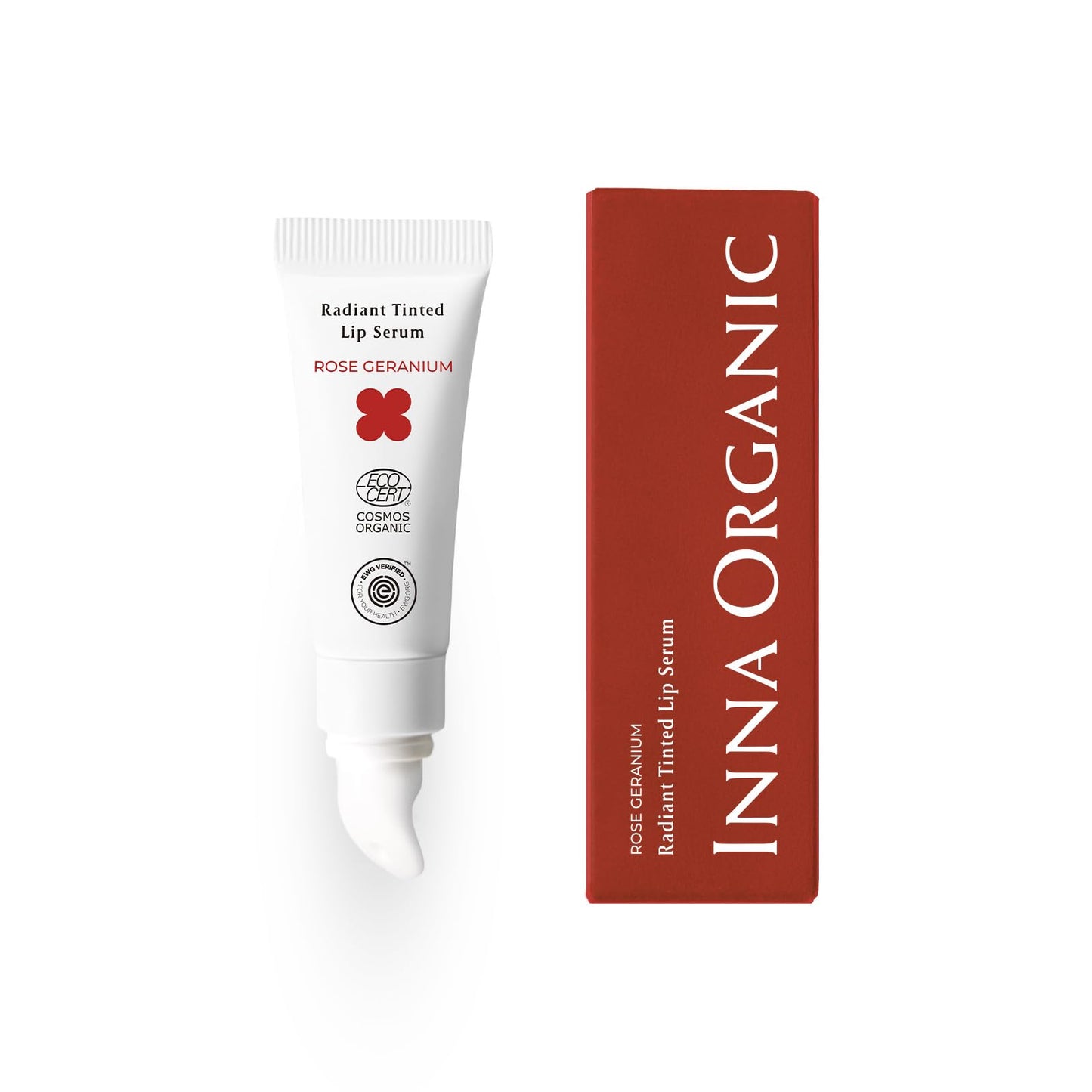 INNA ORGANIC Organic Tinted Lip Balm, Moisturizing, Healing, Light Rosy color, 100% Vegan Lip Serum, EWG & COSMOS Certified| suitable for 10-15, kids | Rose Geranium Essential Oil Infused