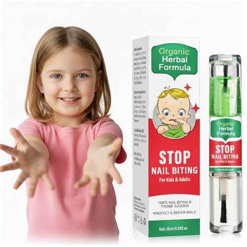 Nail Biting Treatment for Kids, Nail Biting Prevention, Stop Thumb Sucking Deterrent, Protect & Repair Nails, Safe & Mild Ingredients, Stop Nails Biting for Kids, Easy Brush, Day Night Care, 10 ML