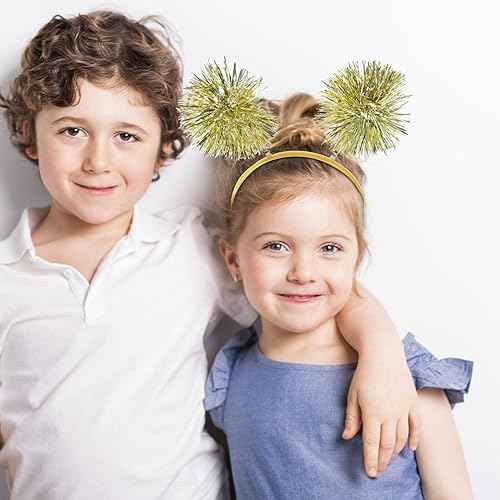 Beaupretty 2PCS Pom Headband Christmas Party Headpieces Tinsel Headwear for Women Adults for Halloween Christmas Golden