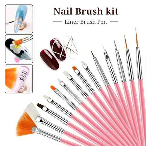 Nail Art Tools 22-piece Set, Resin Nail Art Palette, 2-way Acrylic Silicone Engraving Pen Dotting Pen Tools Nail Art Kit for Nail Art DIY Home Salon Makeup Display Board, pink