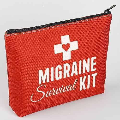 BWWKTOP Migraine Survival Kit Migraine Warriors Gifts Migraine Awareness Bags Migraine Fighter Gifts Migraine Pouch For Meds (Migraine KIT)