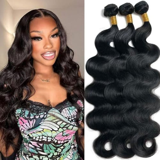 Body Wave Bundles Human Hair 16 16 16 Inch 3 Bundles Human Hair 10A Grade Unprocessed Brazilian Virgin Hair Body Wave 3 Bundles Human Hair Extensions Natural Color