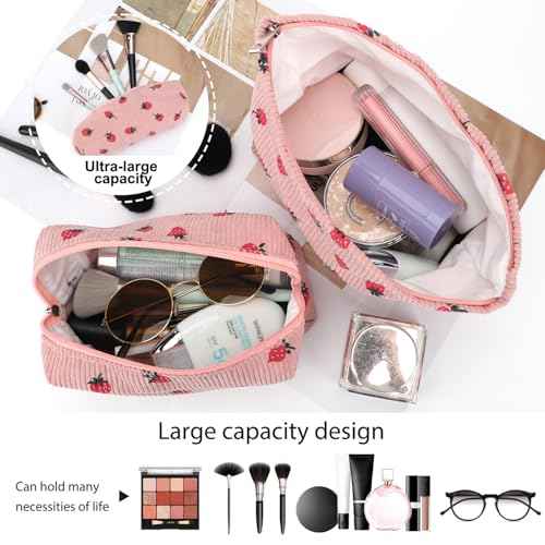 EIMMBD Makeup Bags 6 Pieces Set Large Capacity Cosmetic Bag Travel Toiletry Bag Organizer Cute Strawberry Makeup Bag Pouch Storage Bag for Women