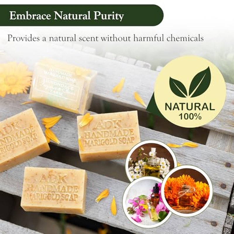 Adirondack Fragrance & Flavor Farm ADK Natural Marigold Soap Bar 16 oz., Handmade Vegan Olive Oil Body Soap for Dry and Sensitive Skin, Moisturising for Men, Women & Babies