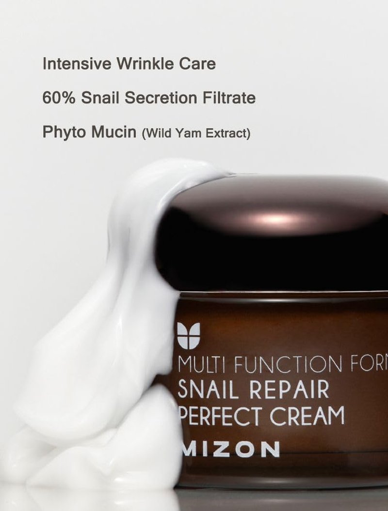 MIZON Snail Repair Perfect Cream, Snail Mucin, Niacinamide, Phyto Mucin, Adenosine, Deep Hydration, Wrinkle-care, Nutrition, Paraben Free, Korean Skin-care (50ml 1.69 fl oz)