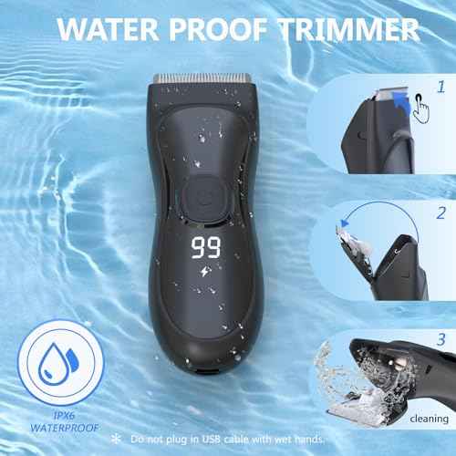 Body Hair Trimmer with Ceramic Blade - Manscaper Electric Razor for Men Women, Electric Shaver for Pubic Hair, Chest, Legs & Bikini, Waterproof & Rechargeable, Led Display