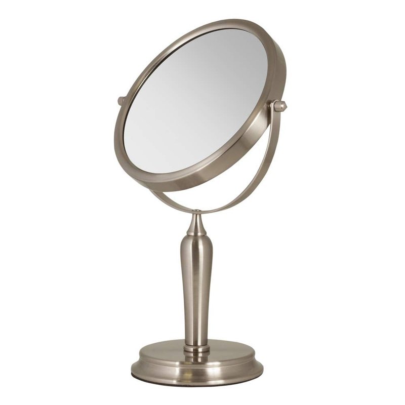 Zadro Anaheim 8.75” Round Non-Lighted Makeup Mirror 5X 1X Magnifying Makeup Mirrors Rotating Head Makeup Mirror for Desk