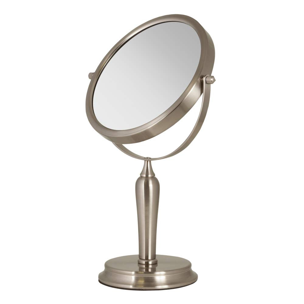 Zadro Anaheim 8.75” Round Non-Lighted Makeup Mirror 5X 1X Magnifying Makeup Mirrors Rotating Head Makeup Mirror for Desk