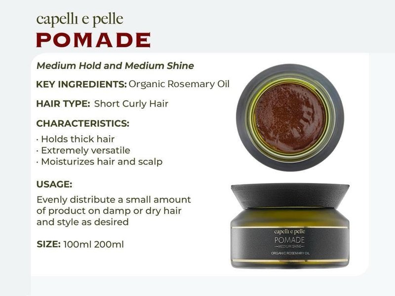 capelli e pelle Rosemary Hair Pomade for Black Men & Women – Medium Hold & Shine, Moisturizing Hair Grease for Waves, Braids & Dreadlocks, Scalp Care & Hair Growth Styling (100ml)