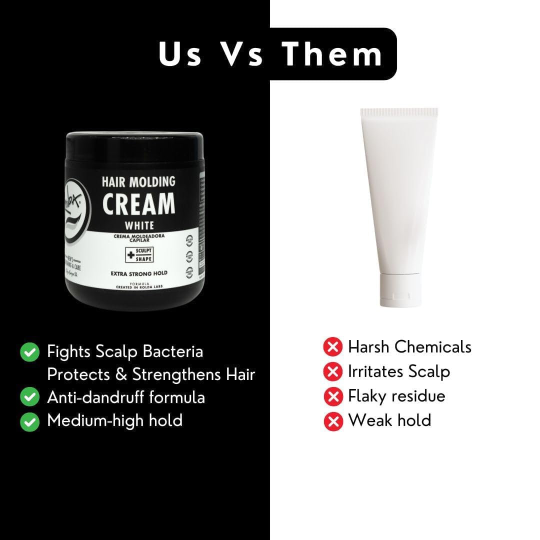 Rolda White Molding Hair Cream for Men - Curl-Defining Hair Styling Cream with Medium-Strong Hold, Natural Finish & Medium Shine - Moisturizing & Anti-Frizz Formula - Alcohol & Paraben-Free (35.2 oz)