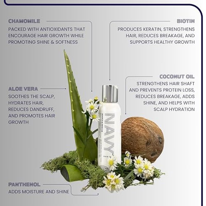NAVY Hair Care Search & Rescue Fortifying Treatment Serum | Biotin-Enriched Botanical Blend with Chamomile Extract, Coconut & Rosehip Oil | Strengthens, Nourishes & Promotes Hair Growth | 4 oz