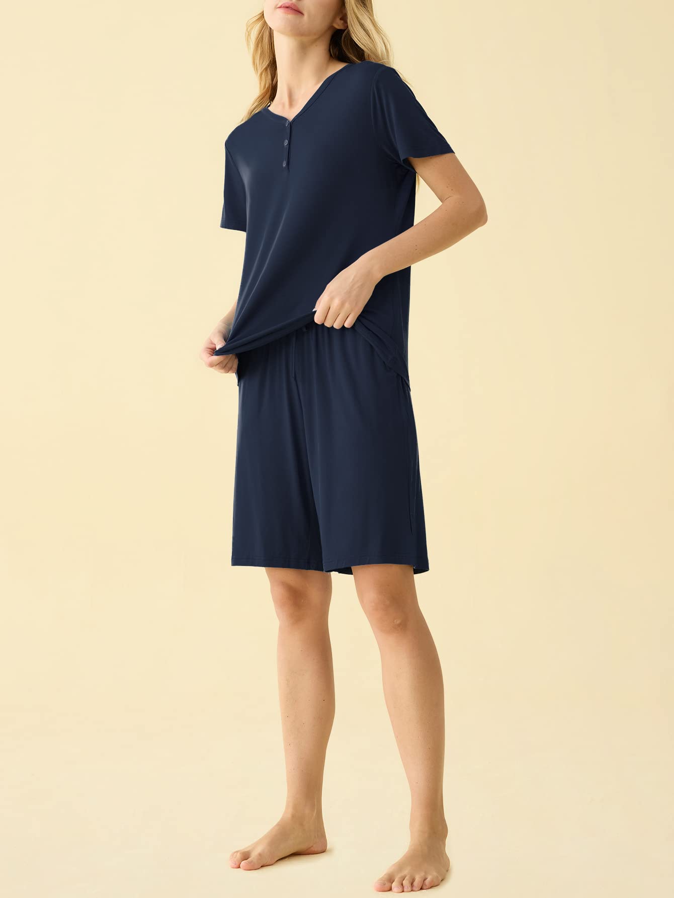 Latuza Women's Viscose Bermuda Shorts Pajama Set L Navy