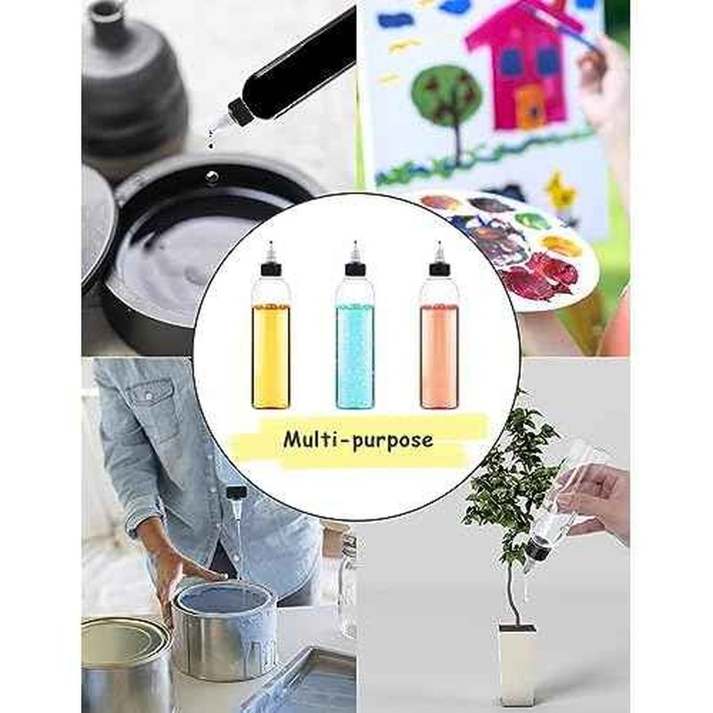 6 Pcs 8oz Plastic Squeeze Bottles with Twist Top Cap, 250ml Clear Dispensing Bottles, Empty Squirt Bottle for Liquids, Sauces, Arts, Crafts, Travel