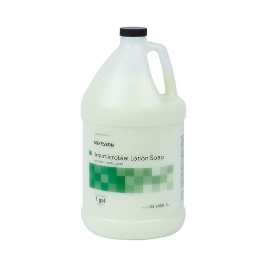 McKesson Antimicrobial Lotion Hand Soap - Aloe Infused, 1 Gallon Refill Bottle | Herbal Scent, Medical-Grade Cleanliness
