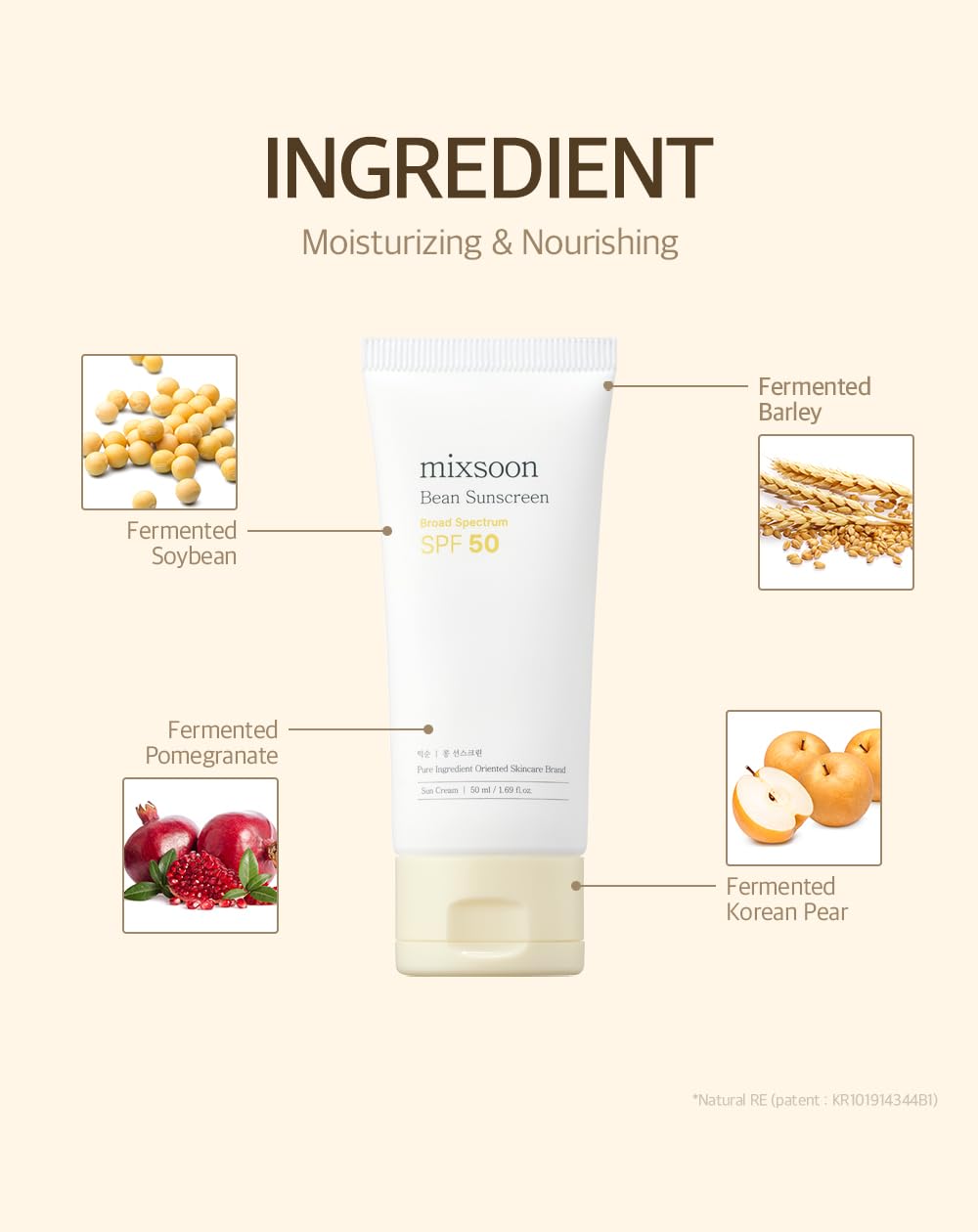 mixsoon Bean Sunscreen-Lightweight Airy Texture SPF 50 No Pilling Korean Sunscreen for Face, No White Cast, Non-Sticky Stocking Stuffers 50ml / 1.69 fl.oz. Korean Glass Skin Care (Bean, 1.69)