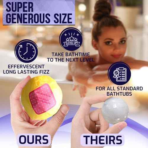 Bath Bombs Gift Set - Ultra Bubble XXL Fizzies (6 x 4.1 oz) with Natural Dead Sea Salt Cocoa and Shea Essential Oils, The Best Birthday Gift Idea for Her/Him, Wife, Girlfriend, Women, Kids