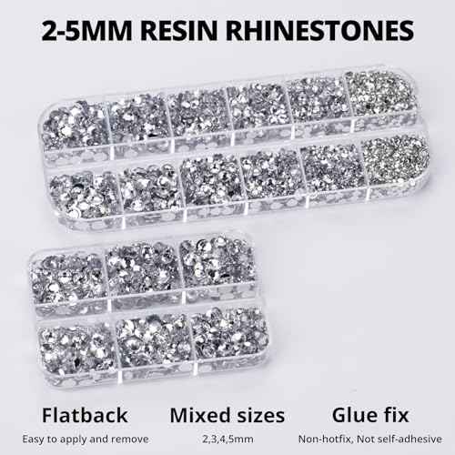 b7000 Glue with 7500Pcs Silver Clear Rhinestones for Crafts Clothes Clothing Fabric, Shiny Flatback Crystals Gems for Crafting Shoes Shirt, Flat Back Diamonds Set Badazzle kit Jewels 2-5mm 4 Sizes Mix
