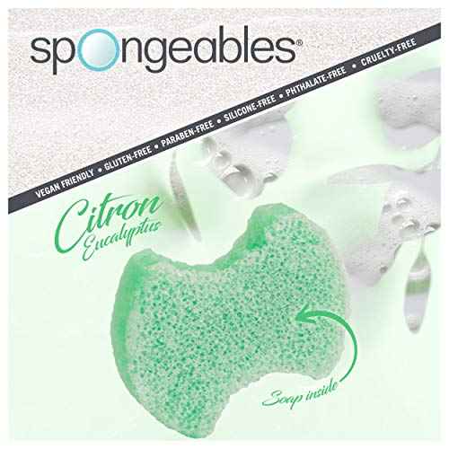 Spongables Pedi Scrub Foot Exfoliating 5+ Wash Sponge, Citron Eucalyptus, 6 Count