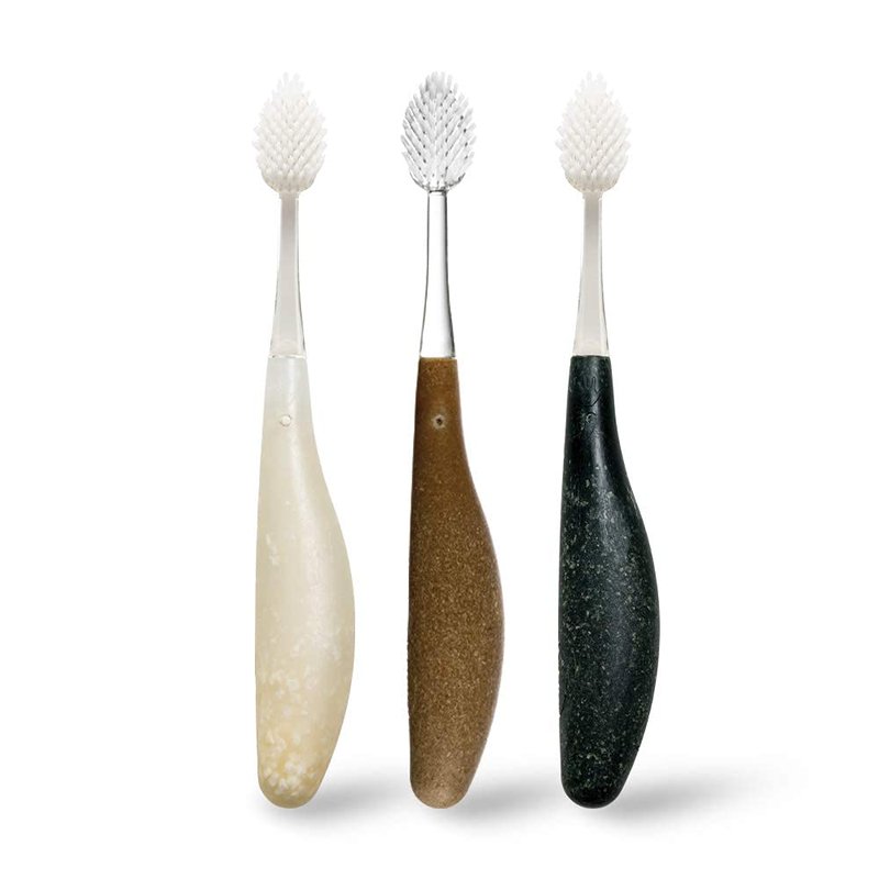 RADIUS Toothbrush Source Floss Brush BPA Free & ADA Accepted Improve Gum Health & Reduce Gum Issues - Medium - Cornstarch/Hemp/Money - Pack of 3
