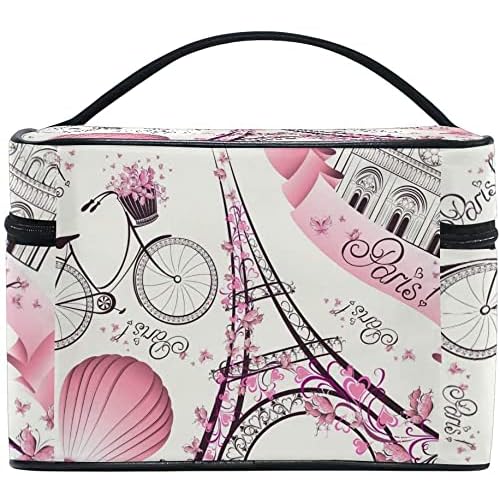 Travel Cosmetic Bag Paris Eiffel Tower Flower Toiletry Makeup Bag Pouch Tote Case Organizer Storage For Women
