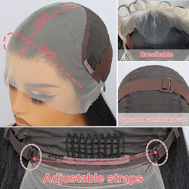 Felek 40 Inch Purple Straight 13x6 Lace Front Wigs Super Long Synthetic Pre-plucked Lace Wigs Wear and Go Glueless HD Lace Frontal Wig For Fashion Women/Girls (13x6 Lace Purple)