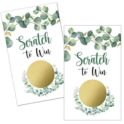 Haizct 50 Pack Eucalyptus Party Blank Gift Certificate Scratch Off Cards for Small Business, Spa Beauty Makeup Hair Salon, Baby Shower, Bridal Shower, Raffle Ticket, Country Wedding-GK079