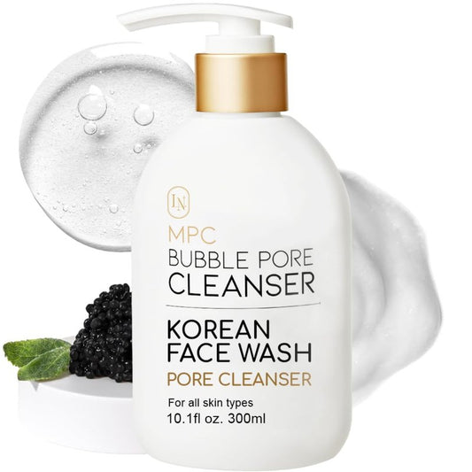 La Noubelle MPC Bubble Pore Cleanser, Korean Face Wash, Gentle Deep Pore Facial Cleanser with Caviar, Blackhead Makeup Remover, Pore Minimizer, Hydrating, Exfoliator, Oily, Dry Skin 10.1 fl oz
