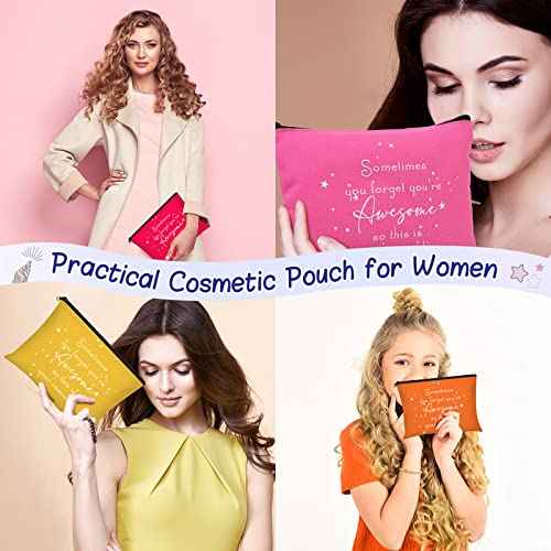 Sieral 24 Pcs Inspirational Makeup Bag Appreciation Christmas Teacher Gift for Women You're Awesome Cosmetic Bags Employee Motivational Gift for Vet Tech Coworker Medical Assistant Team(Bright Color)