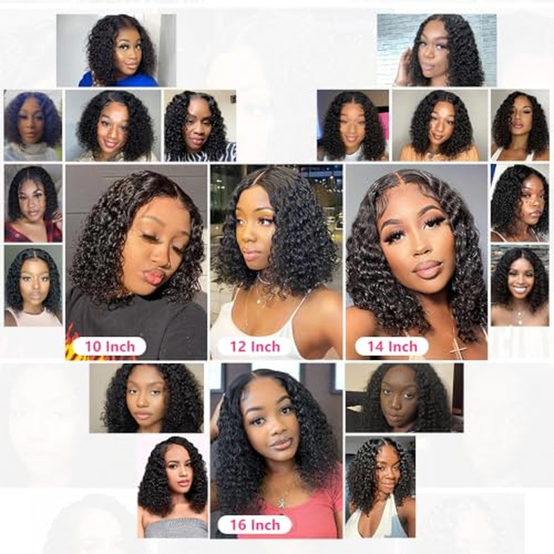 Glueless Bob Wigs Human Hair Pre Plucked Pre Cut Curly Human Hair Wigs for Black Women Deep Wave 5x5 HD Lace Closure Wigs Ready to Wear and Go Glueless Wigs 200% Density