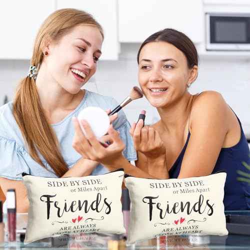Saintrygo 10 Pieces Friendship Gifts for Women Good Friend Cosmetic Bags Funny Long Distance Friendship Makeup Bags Christmas Gift Travel Toiletry Makeup Zipper Pouch for BFF Soul Sister(Heart Style)
