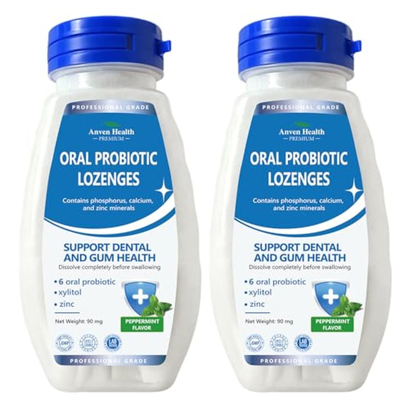 Oral Probiotics Lozenges for Mouth Bad Breath & Gum Repair - Mineral Fusion with Zinc + Calcium for Dry Mouth Relief, Enamel Shield, Mint Flavor with Xylitol - 180 Lozenges, Sugar-free