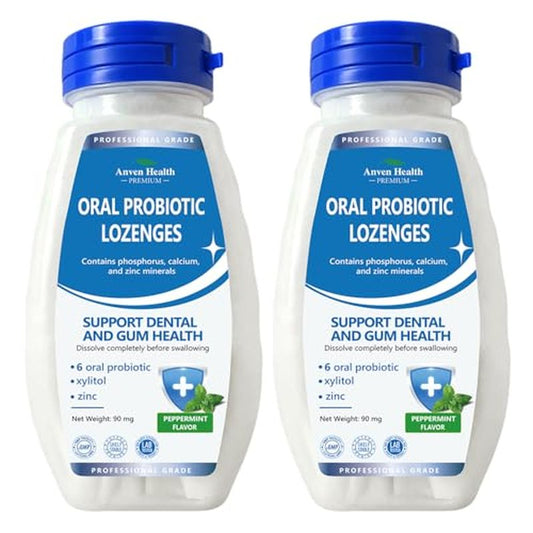 Oral Probiotics Lozenges for Mouth Bad Breath & Gum Repair - Mineral Fusion with Zinc + Calcium for Dry Mouth Relief, Enamel Shield, Mint Flavor with Xylitol - 180 Lozenges, Sugar-free
