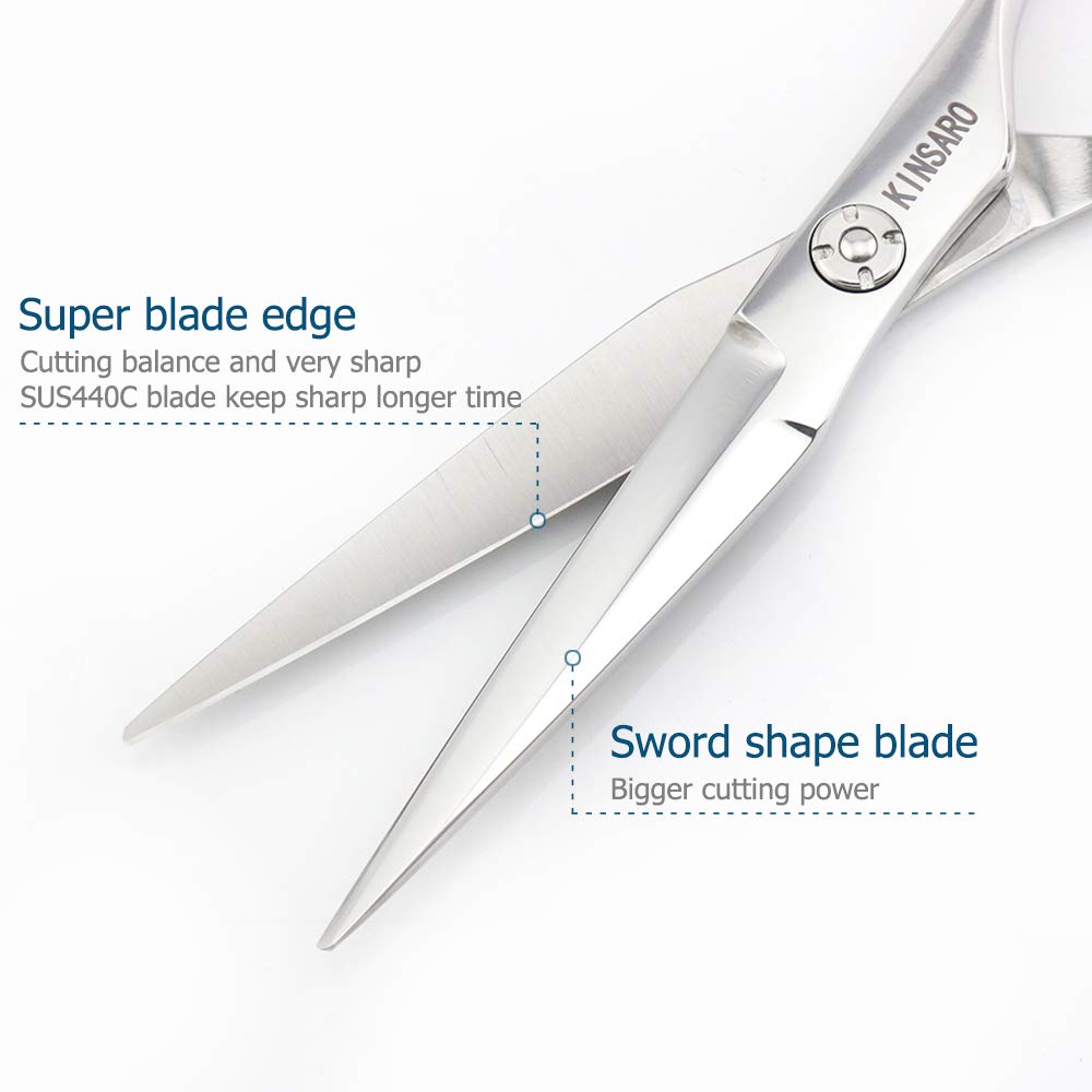 6" Hair Cutting Scissors to Cut Hair Cutting Shears Professional Haircut Hairdresser Scissors 440C KINSARO for Hairdresser Barber or Home Use