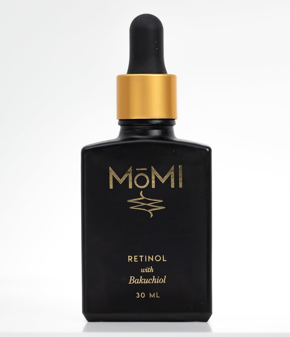MōMI Retinol with Bakuchiol Serum, 1 oz, Anti-aging. For sensitive skin. Reduces fine lines and wrinkles. Contains, Retinol GS50, HA, and Bakuchiol