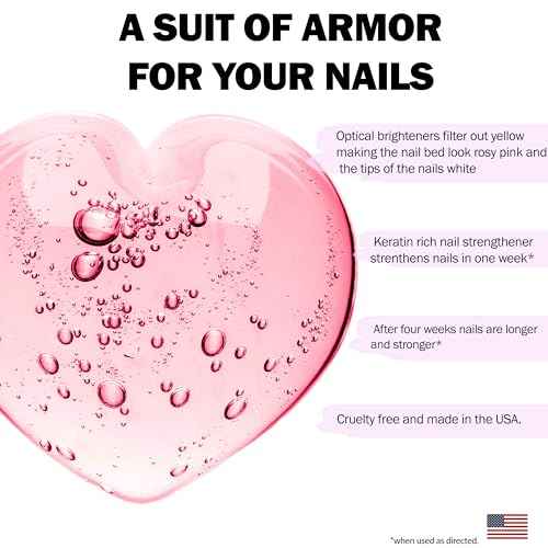 Perfect Formula Pink Gel Coat - Nail Strengthener and Strengthening Polish for Women, Extra Strong Nail Hardener, Keratin Treatment for Damaged Fingernails