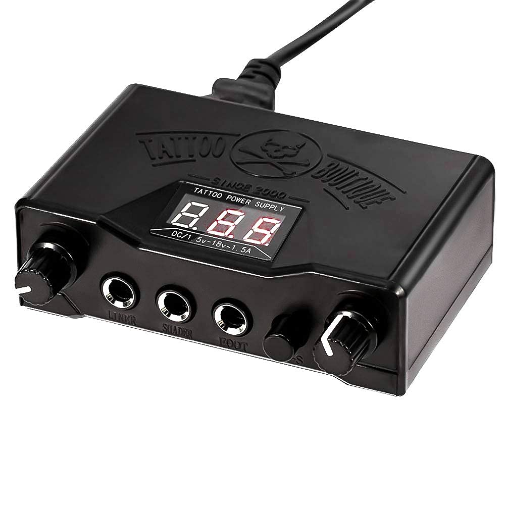 Narkysus Dual Digital Tattoo Machine Power Supply Kit with Foot Pedal and Clip Cord