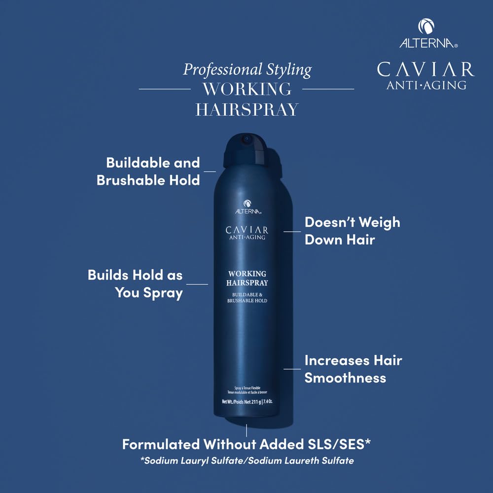 Alterna CAVIAR Anti-Aging Hairspray - Buildable Hold & Frizz Control | Sulfate-Free, Adds Shine