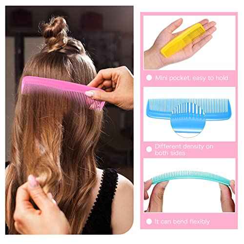 Nuogo 24 Pcs Mini Wet Hair Brush Combs Set Travel Detangling Soft Bristles Wet Dry Kids Hair Brush 12 Detangler Small Brushes 12 Plastic Combs for Baby(Bright Color)