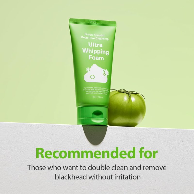 SUNGBOON EDITOR Green Tomato Deep Pore Cleansing Whipping Foam 4.24 oz | Korean Foaming Face Wash for Oily Skin | Blackhead Remover & Pore Minimizer | Hydrating Skincare