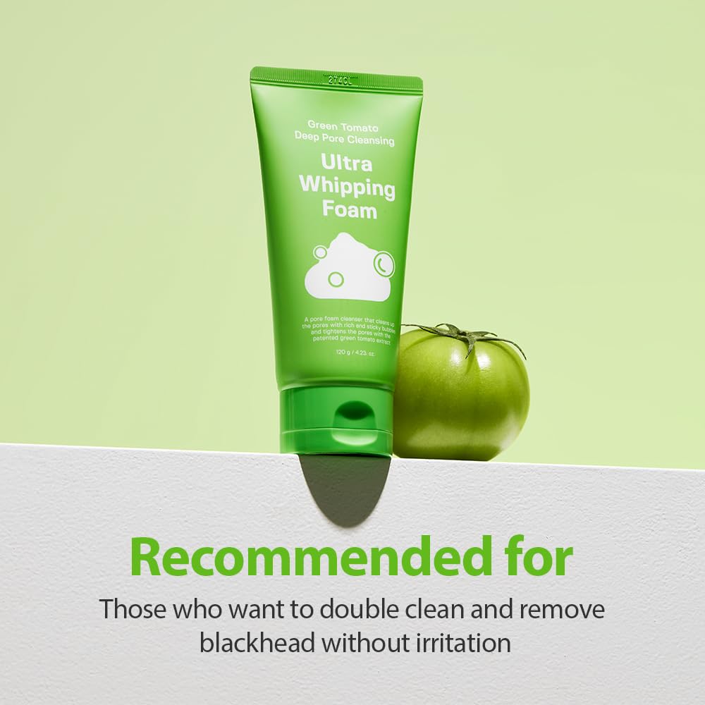 SUNGBOON EDITOR Green Tomato Deep Pore Cleansing Whipping Foam 4.24 oz | Korean Foaming Face Wash for Oily Skin | Blackhead Remover & Pore Minimizer | Hydrating Skincare