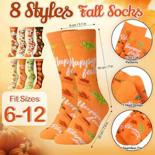 32 Pcs Thanksgiving Gifts Set Autumn Makeup Bags Bulk Pumpkin Socks Holiday to Do List Notepad Turkey Ballpoint Pens Keychain Fall Party Gifts
