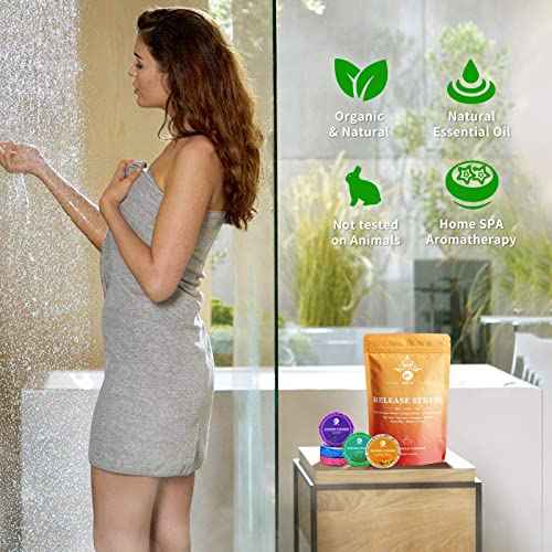 Shower Steamers Aromatherapy, Christmas Gifts for Women and Men, 20-Pack Organic Shower Bombs with Essential Oil, Tea Tree, Orange & Vanilla, Sea Salt, Lavender, Peony & Pear Bath Tablets