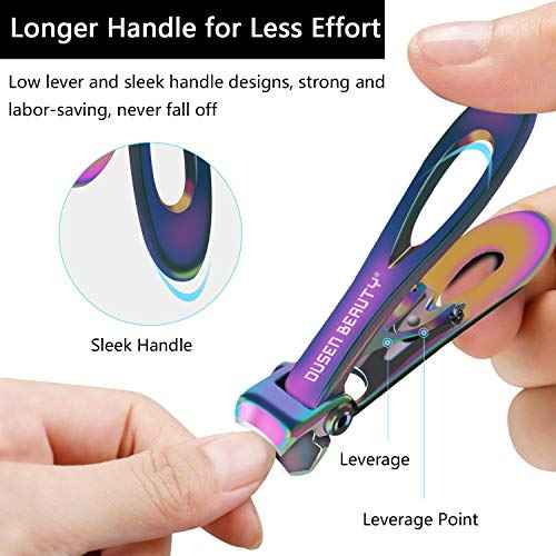 Nail Clippers for Thick Nails, Extra Wide Jaw Opening Nail Cutter for Thick Toenails, Stainless Steel Finger & Toe Nail Clipper with Nail File 3 Pcs Set for Seniors & Adult & Men & Women