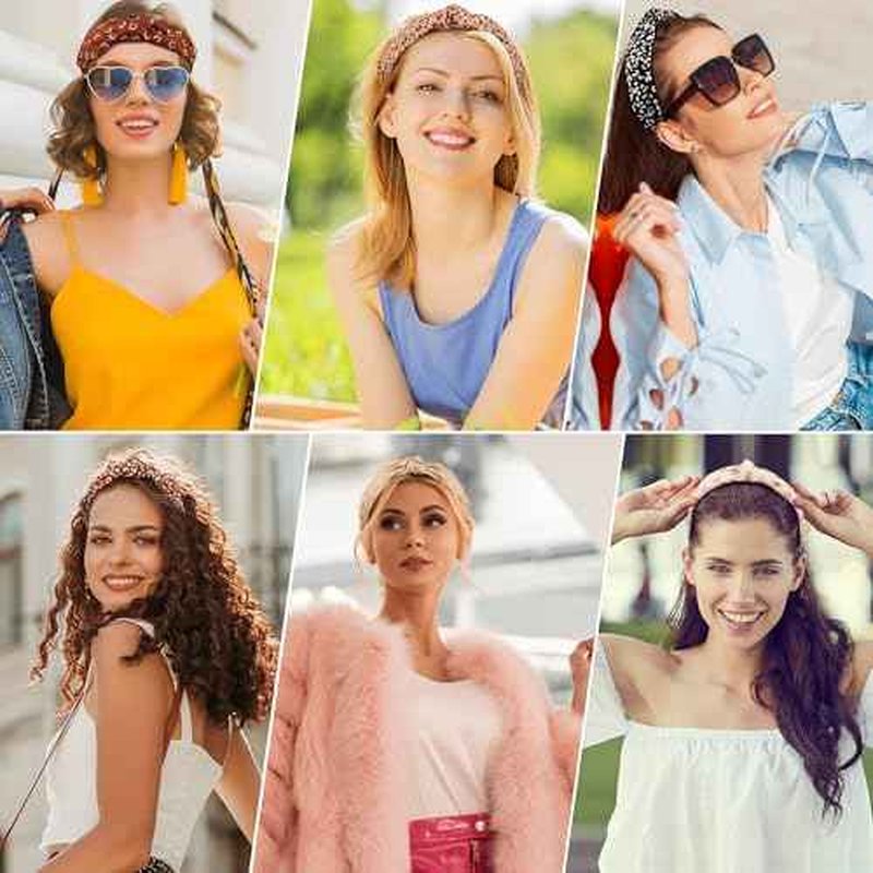 Headbands for Women Girls - 6PCS Stylish Top Knotted Headbands - Knotted Headband for Women - Head Bands Wide Hairband Hair Accessories